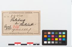 Etikett zu Bronzegürtelblech (NHMW-PRAE-024470)